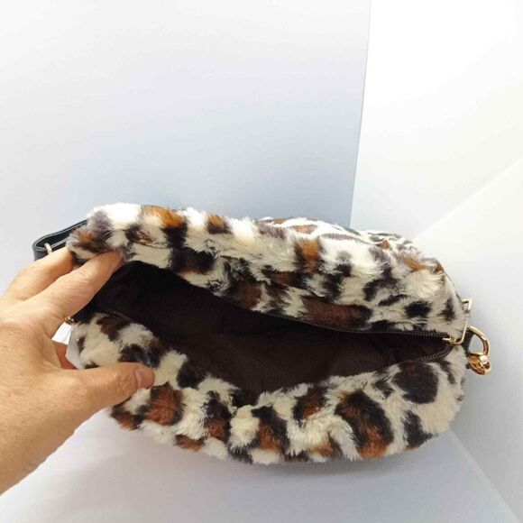 Pompompurin sanrio animal print faux fur shoulder bag - Picture 5 of 9